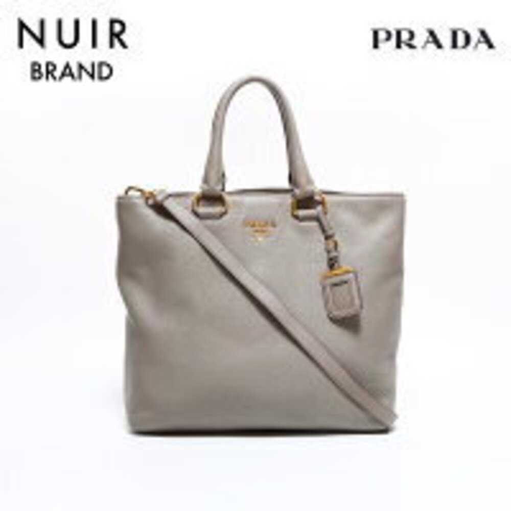 Prada Vitello Phenix Shopping Tote bag beige leather White